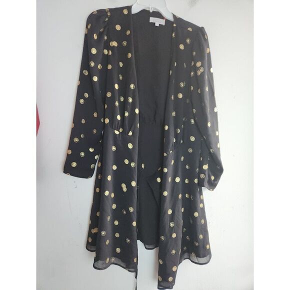 Paris Atelier & Other Stories Black w/Gold Coin Print Wrap Dress size US 8/US 40 - Picture 4 of 12